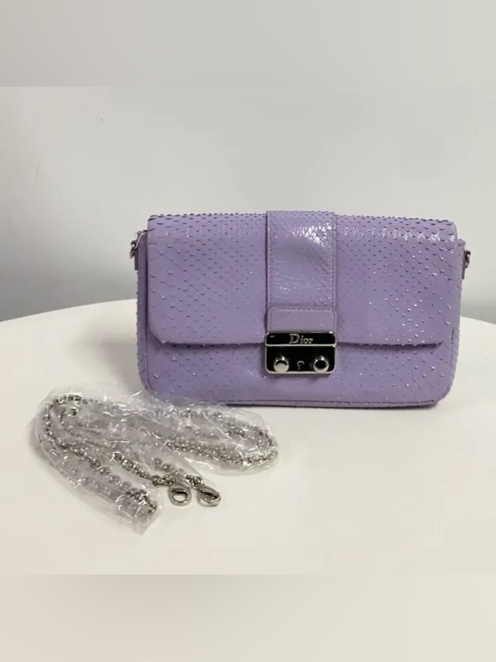 Dior exotic Lilac Python Leather Crossbody with Silver Hardware